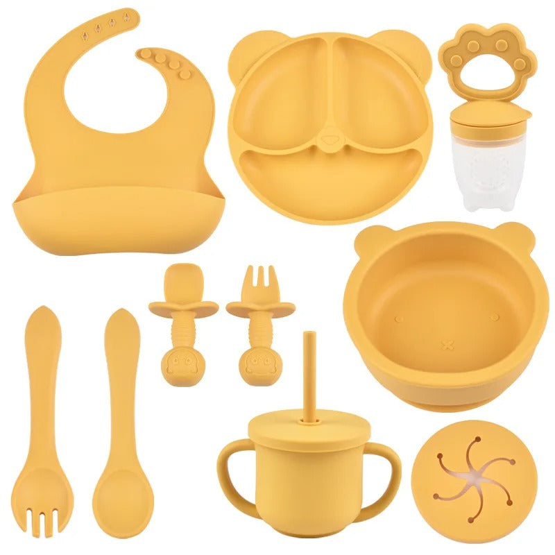 9PCs Baby Training Silicone Dining Set