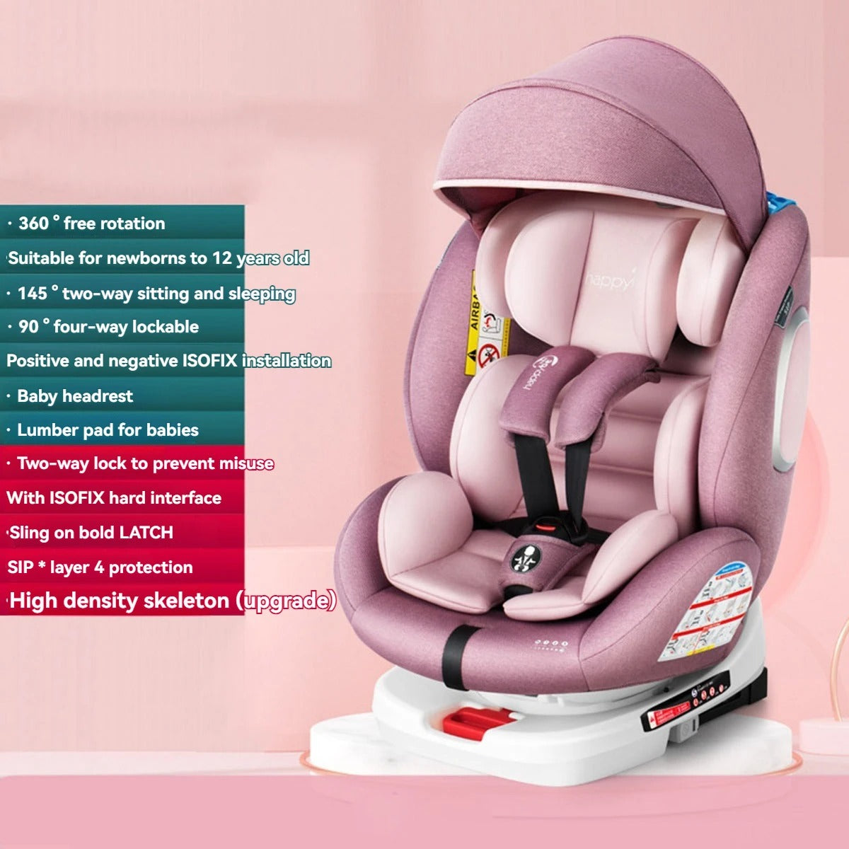 Reclining 360 Safety Seat w/ Sun Shade
