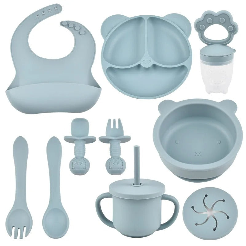 9PCs Baby Training Silicone Dining Set