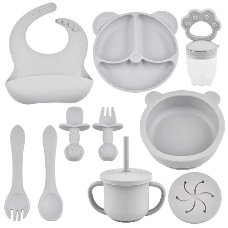 9PCs Baby Training Silicone Dining Set