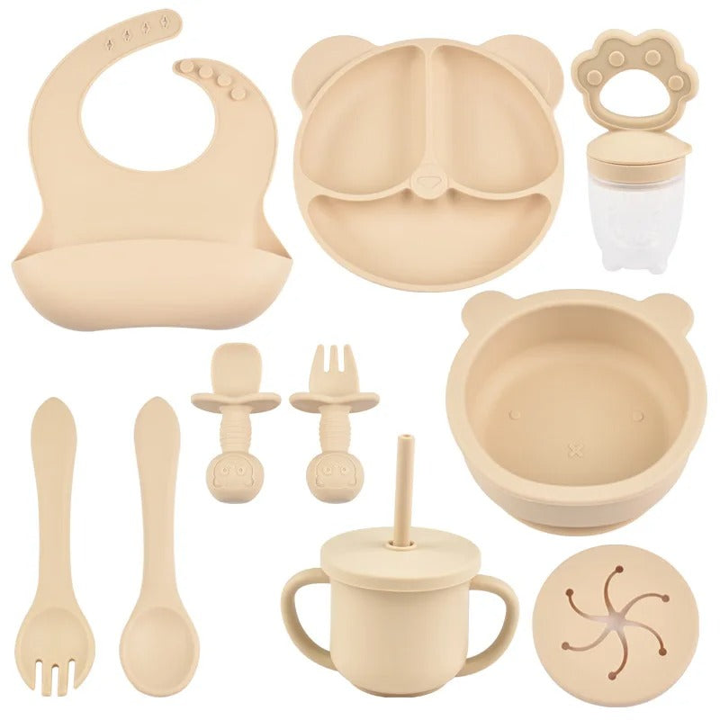 9PCs Baby Training Silicone Dining Set
