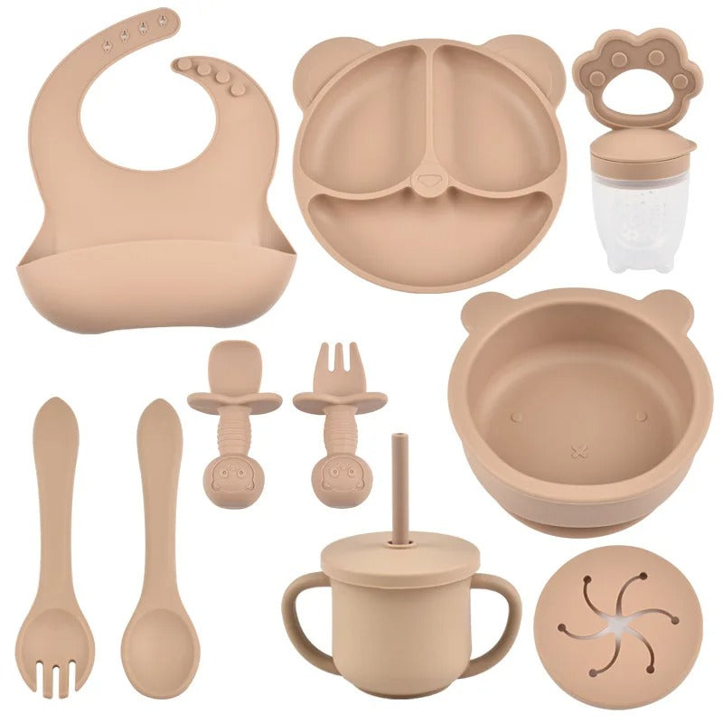 9PCs Baby Training Silicone Dining Set