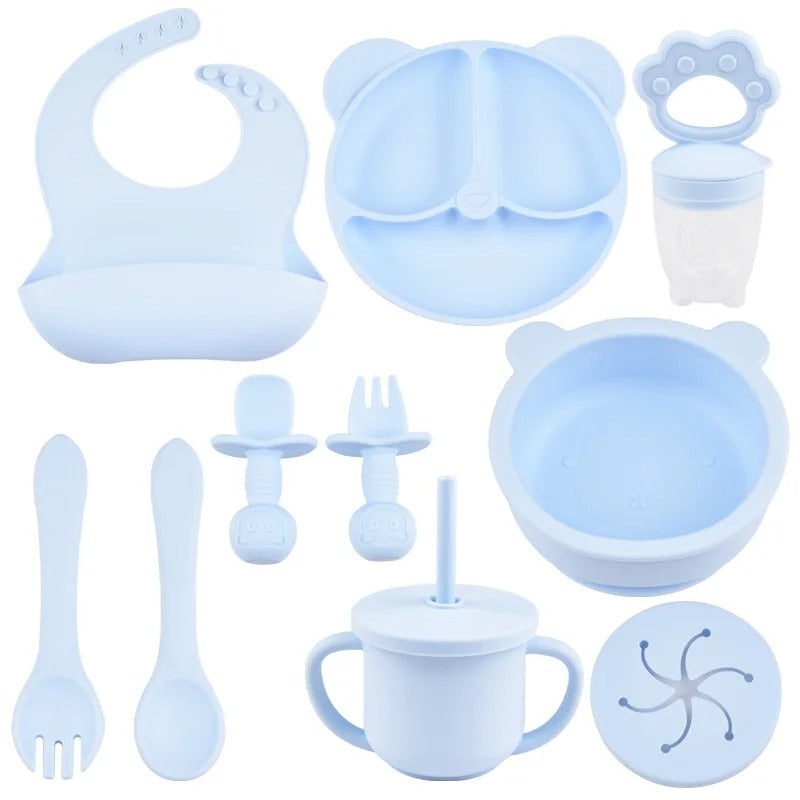 9PCs Baby Training Silicone Dining Set