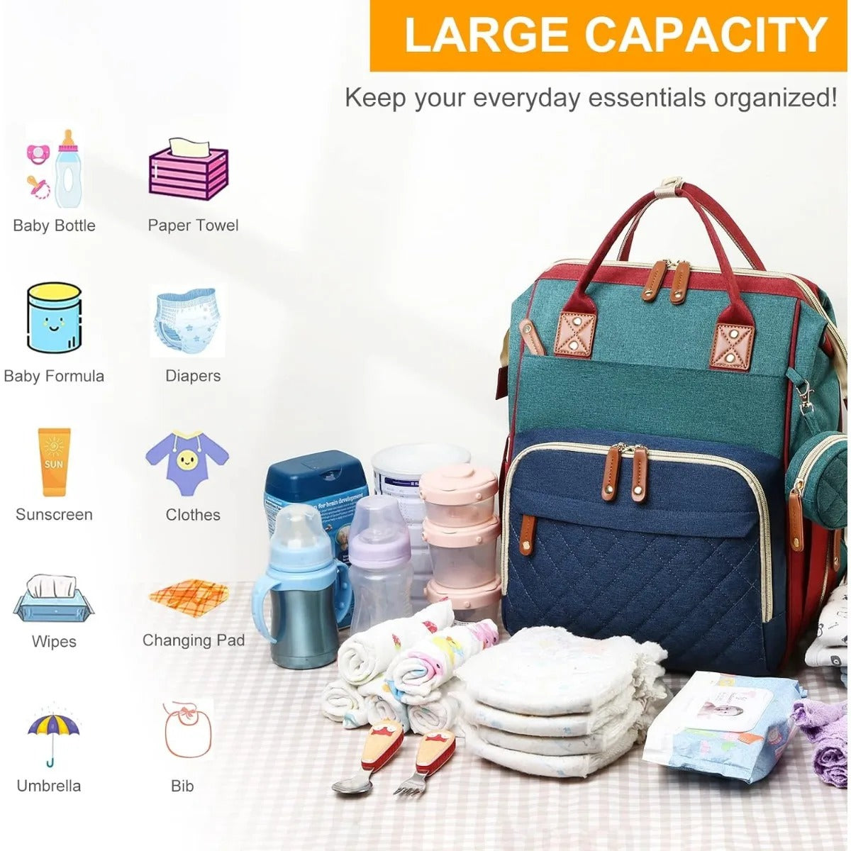 3 in 1 Diaper Bag Changing Station