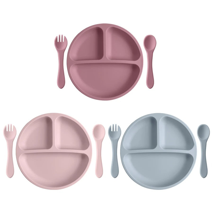 3PCs Baby Training Silicone Dining Set