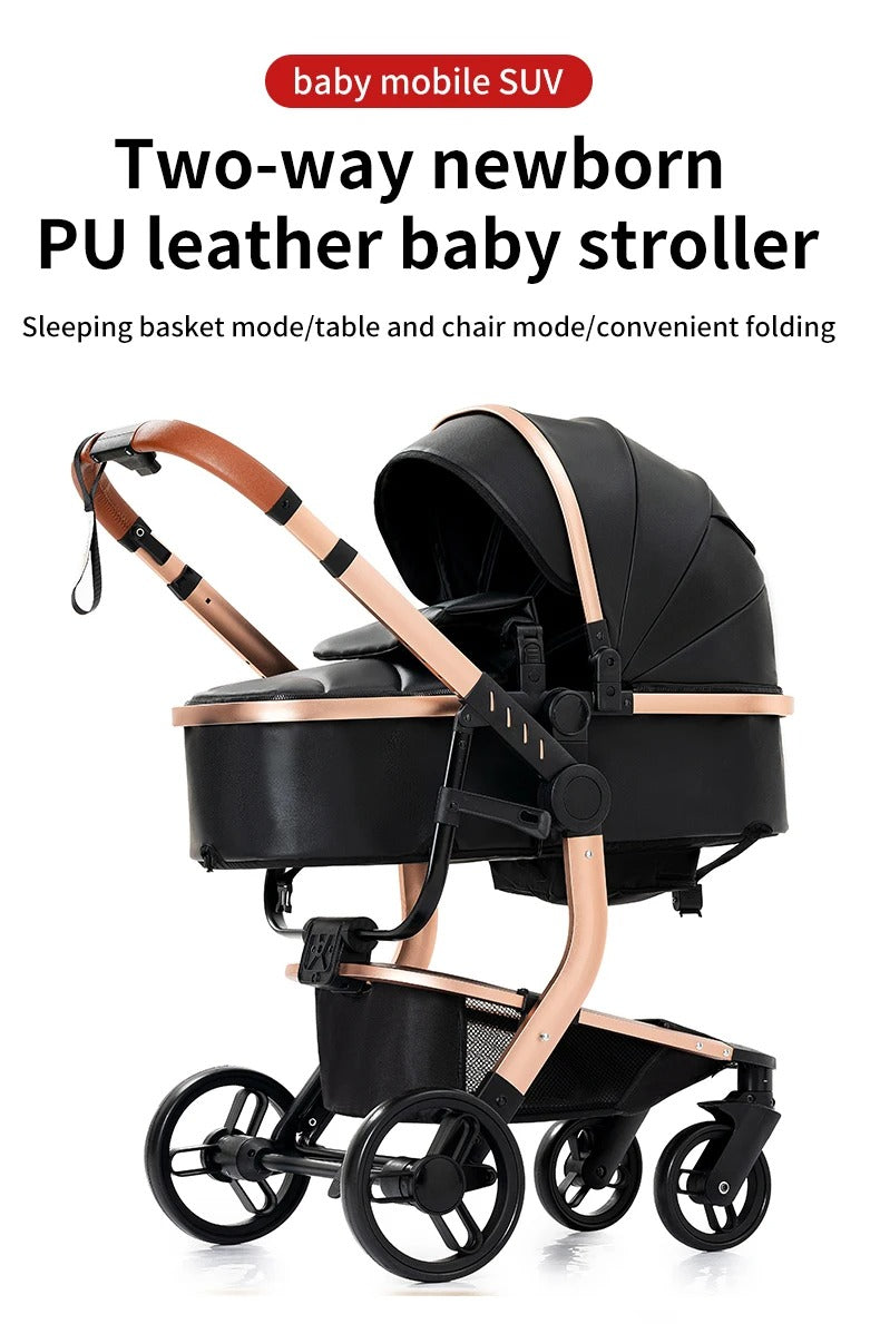 PU 3 in 1 Leather Baby Stroller