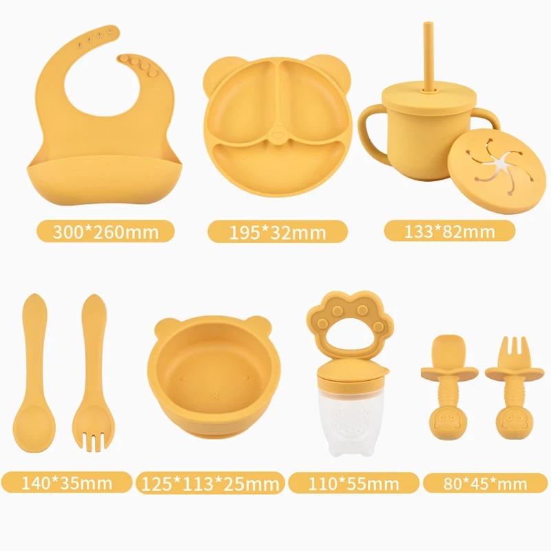 9PCs Baby Training Silicone Dining Set