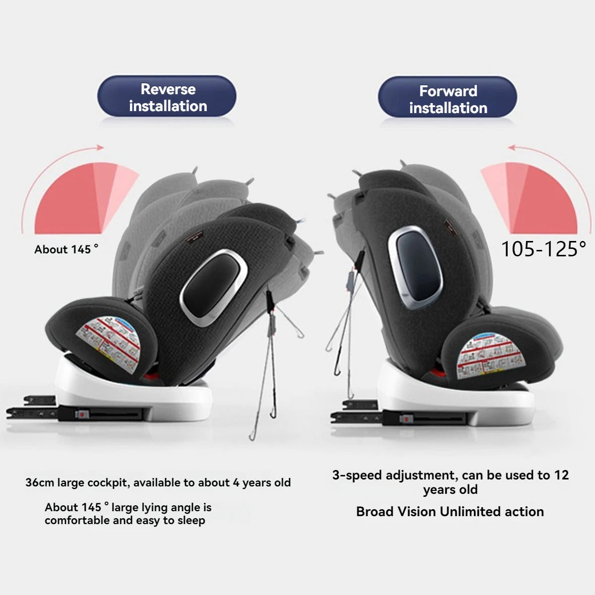 Reclining 360 Safety Seat w/ Sun Shade