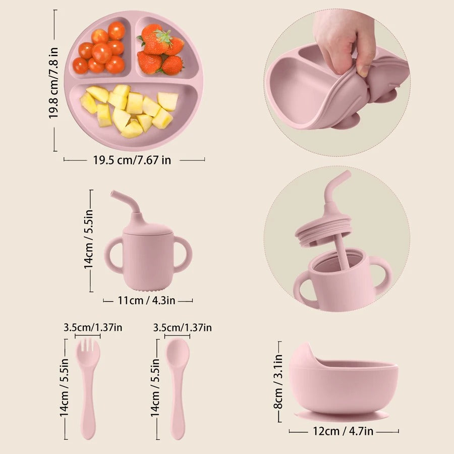 5PCs Baby Training Silicone Dining Set