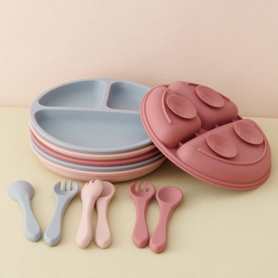 3PCs Baby Training Silicone Dining Set