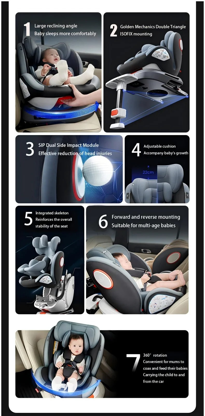 360 Rotating Adjustable Car Seat