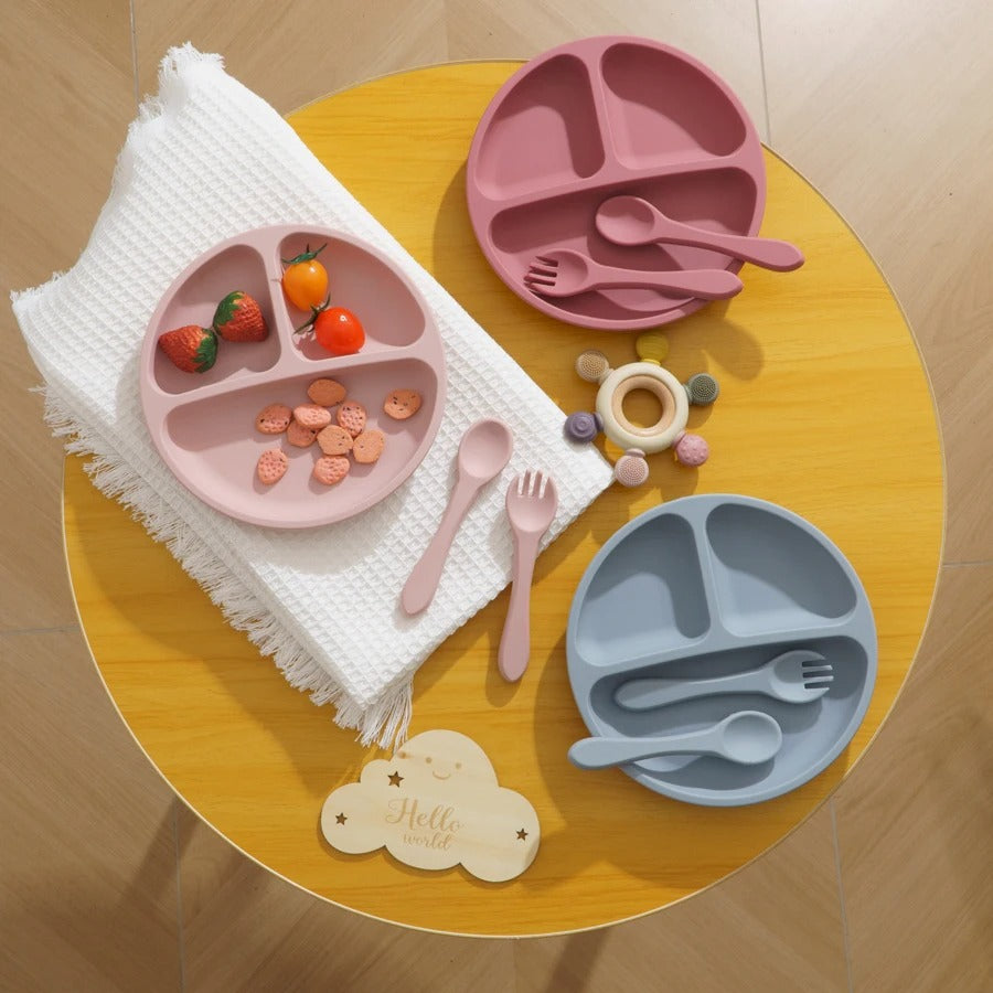 3PCs Baby Training Silicone Dining Set