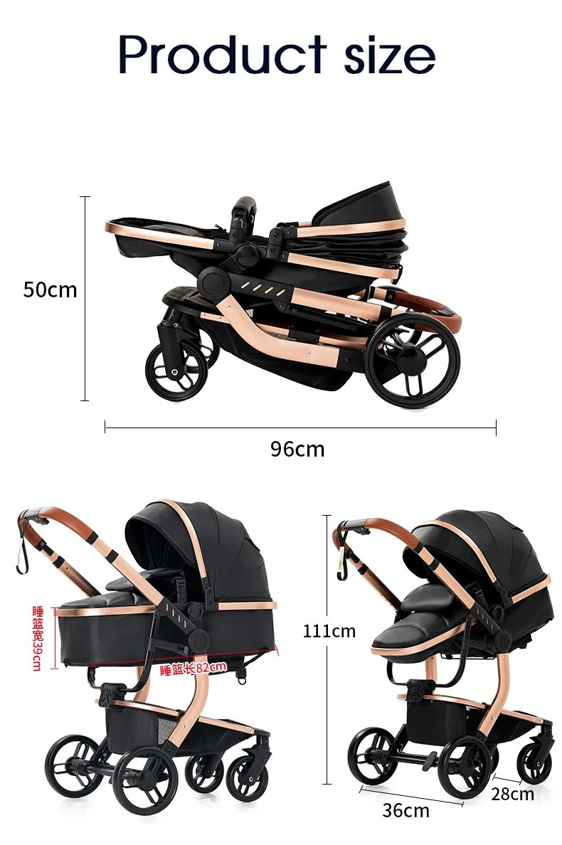 PU 3 in 1 Leather Baby Stroller