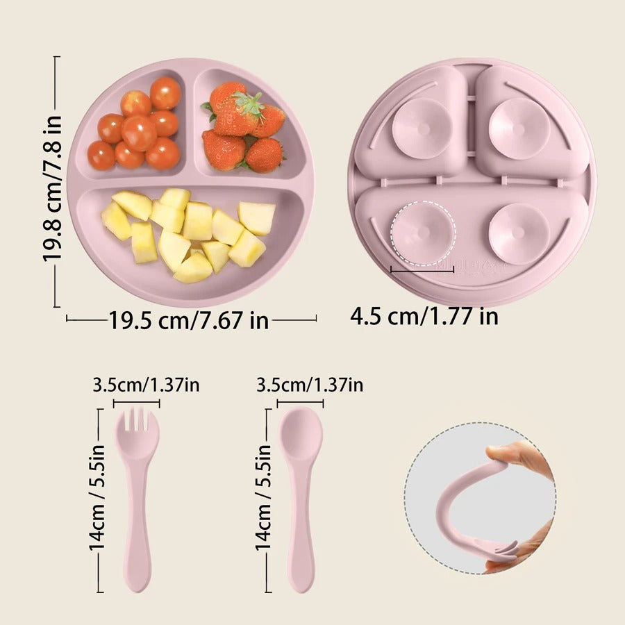 3PCs Baby Training Silicone Dining Set