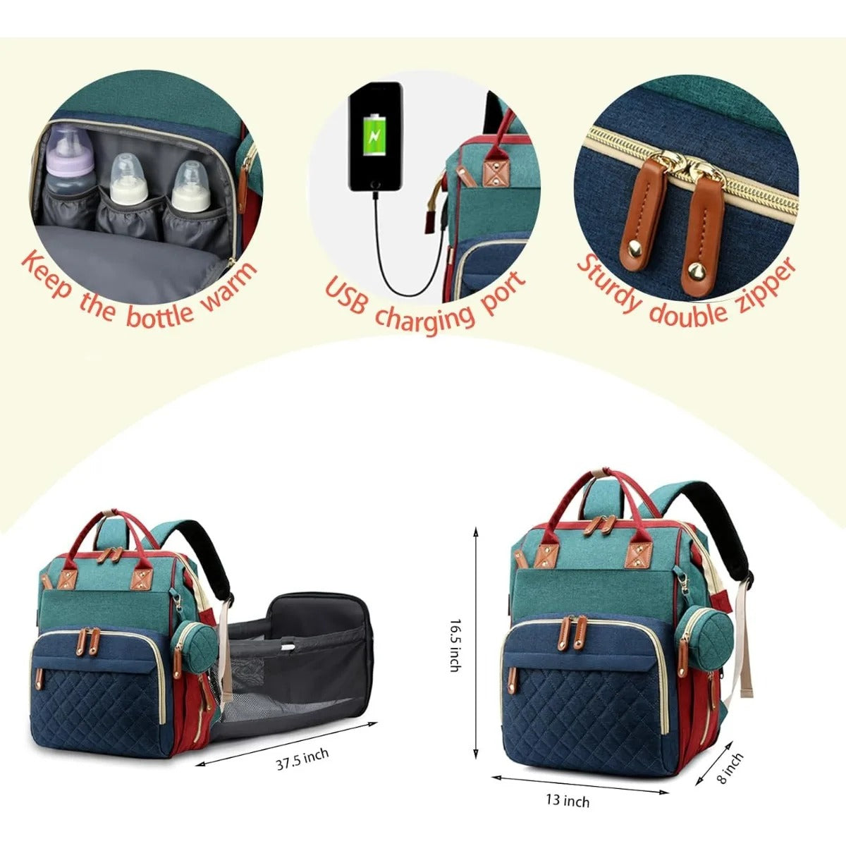 3 in 1 Diaper Bag Changing Station