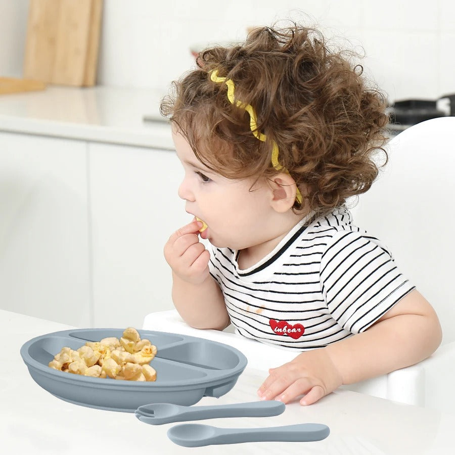 3PCs Baby Training Silicone Dining Set