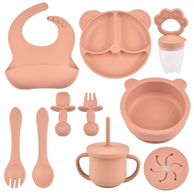 9PCs Baby Training Silicone Dining Set