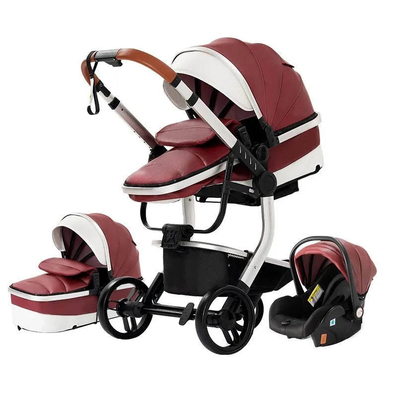 PU 3 in 1 Leather Baby Stroller