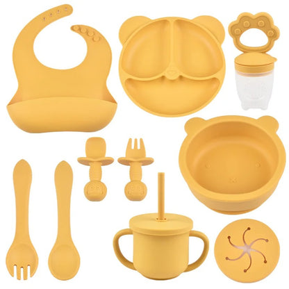 9PCs Baby Training Silicone Dining Set