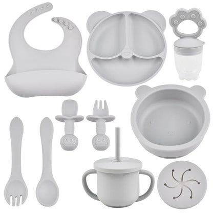 9PCs Baby Training Silicone Dining Set