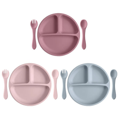 3PCs Baby Training Silicone Dining Set