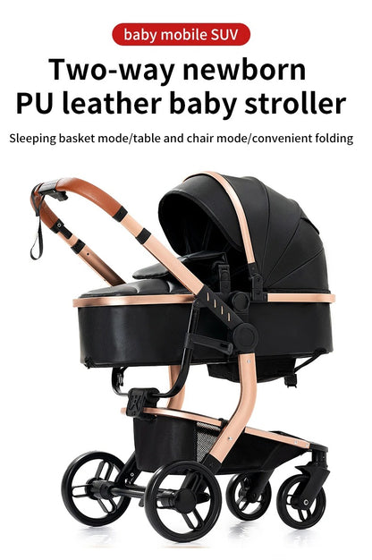 PU 3 in 1 Leather Baby Stroller
