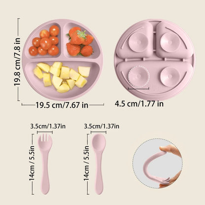3PCs Baby Training Silicone Dining Set