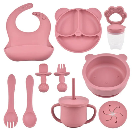 9PCs Baby Training Silicone Dining Set